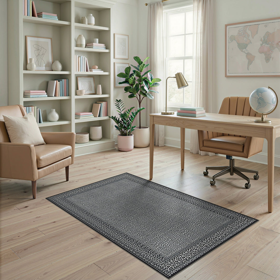 Black White Spotted Geometric Area Rug