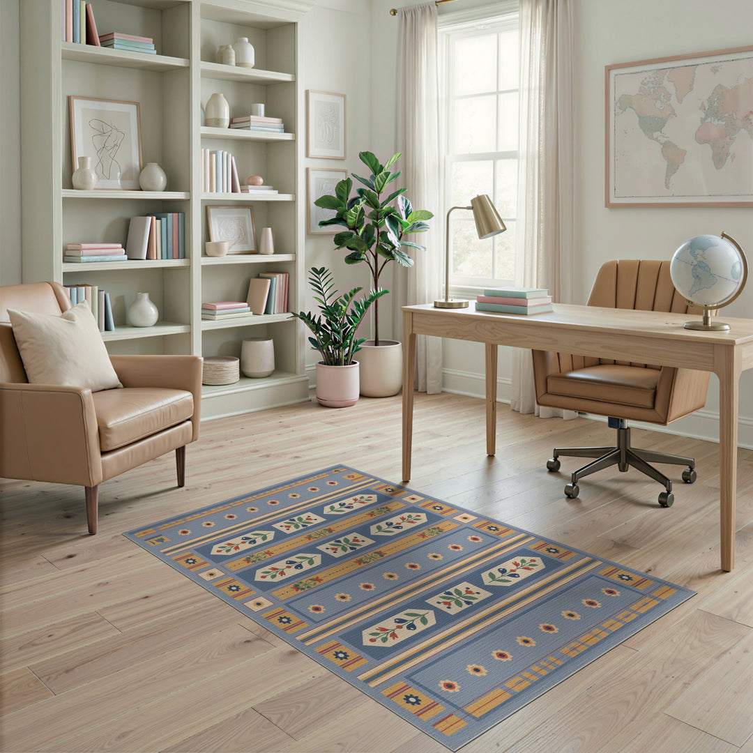 Blue Floral Heritage Area Rug