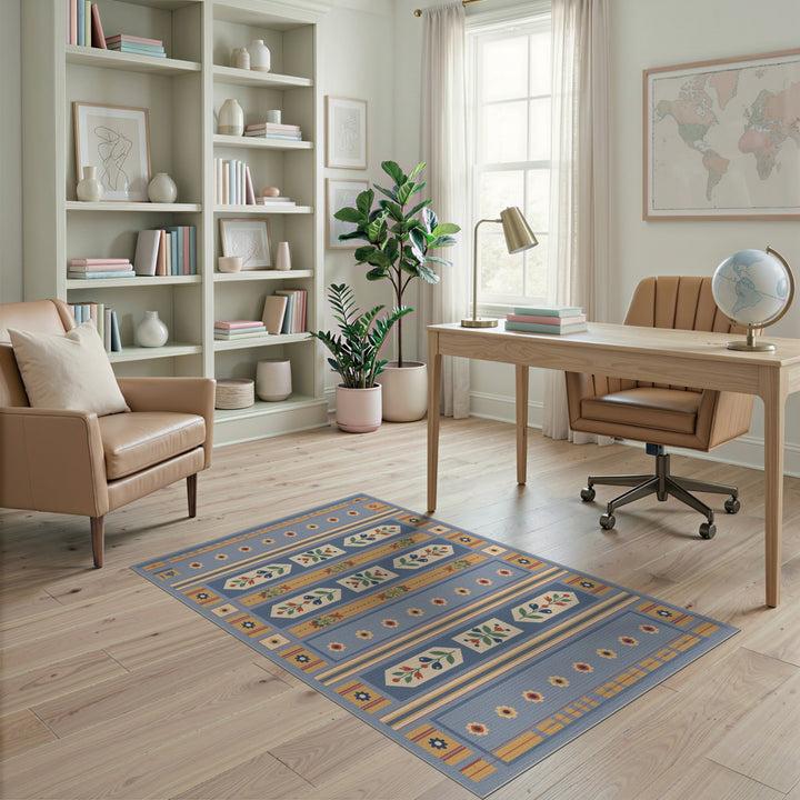 Blue Floral Heritage Area Rug