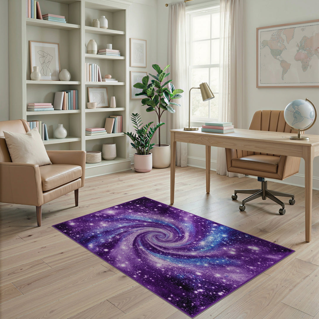Purple Galaxy Swirl Area Rug