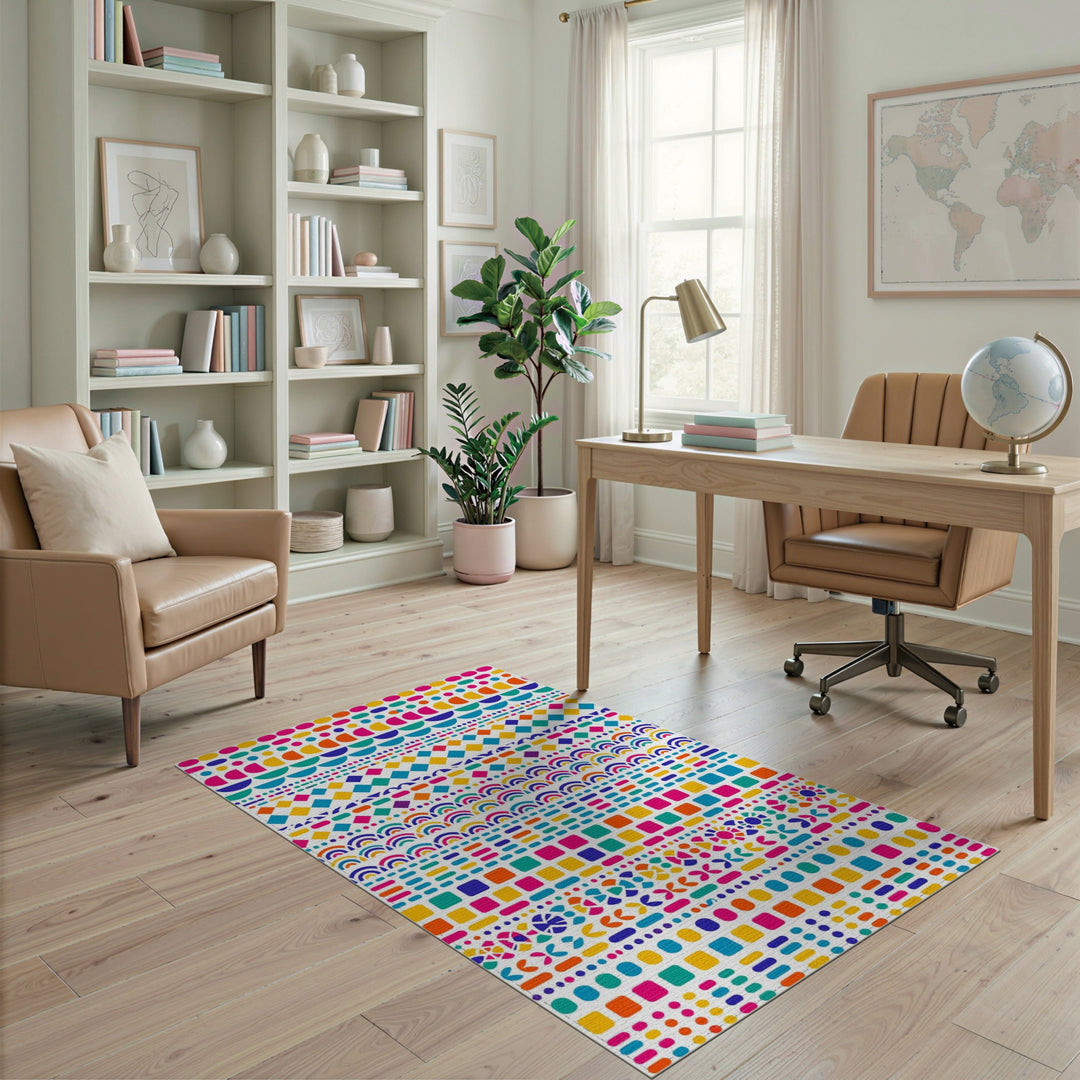 Vibrant Rainbow Geometric Multi-color and Patterns Area Rug