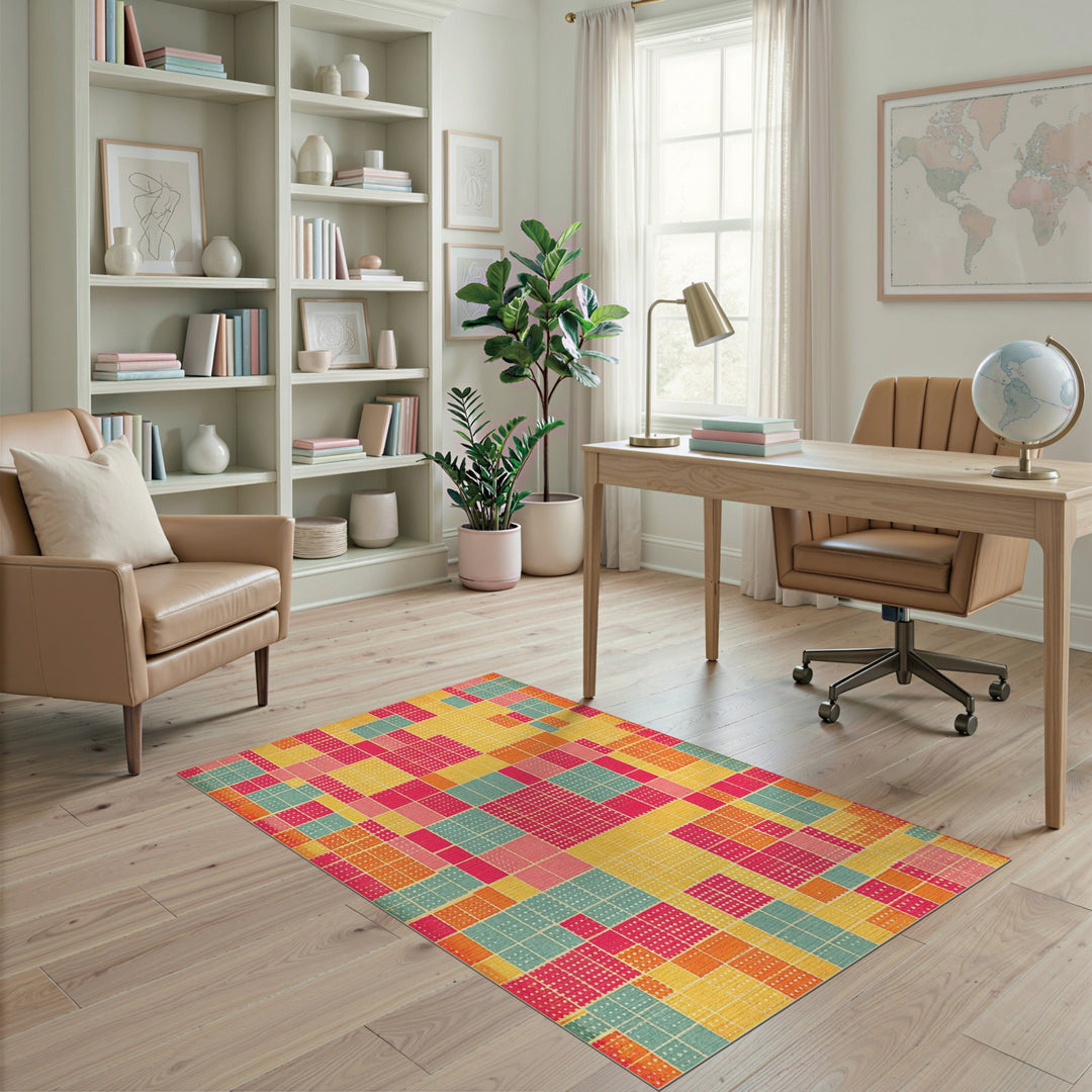 Vibrant Multi-Color Geometric Area Rug