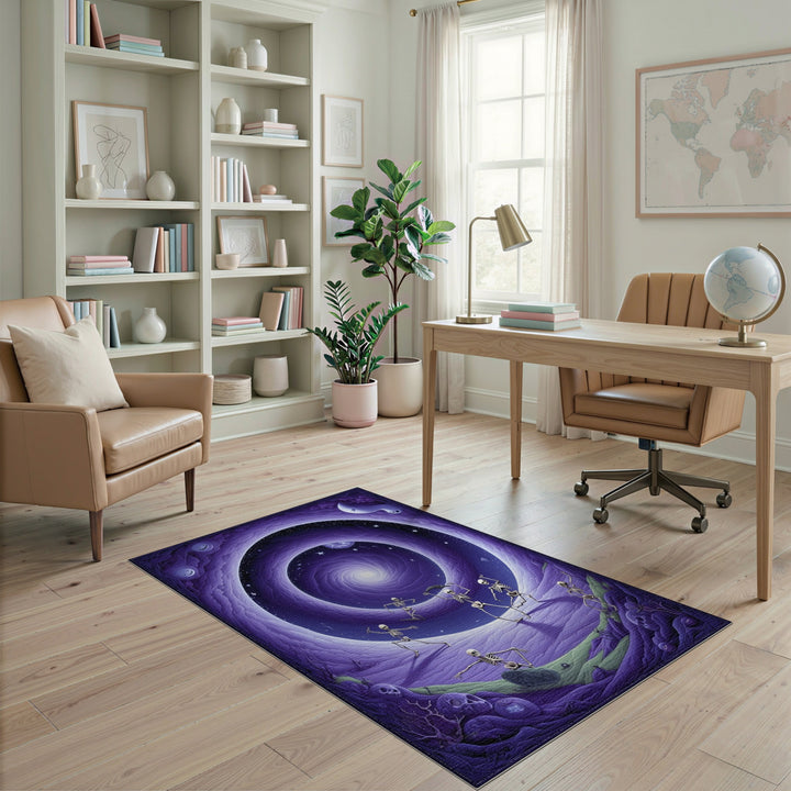 Purple Cosmic Skeleton Dance Area Rug