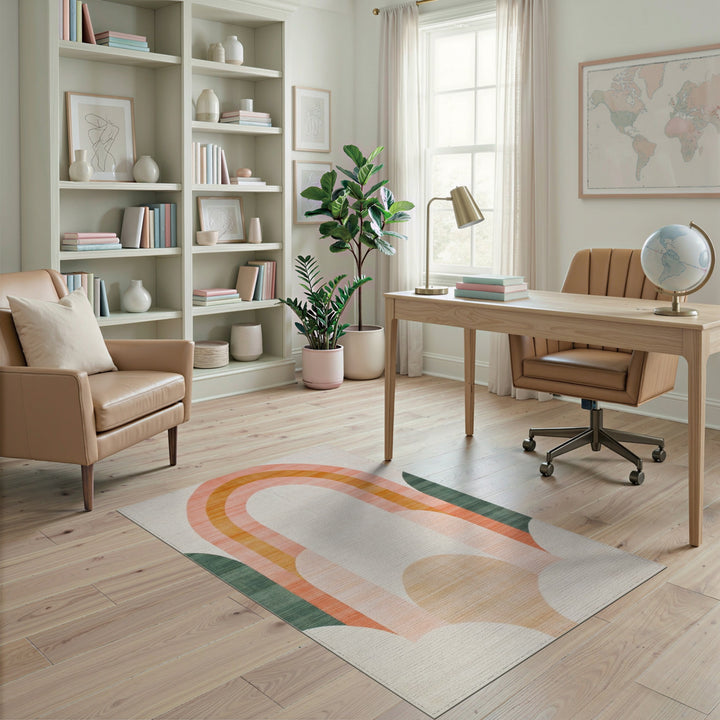 Geometric Modern Pink Arch Geometric Area Rug
