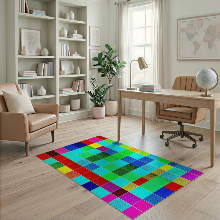Vibrant Geometric Multi-Color Area Rug