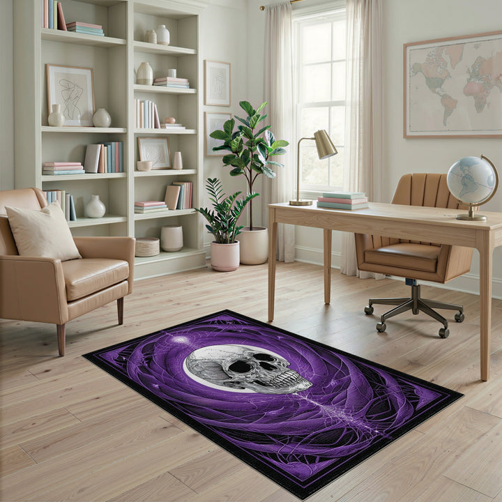 Purple Skull Web Area Rug