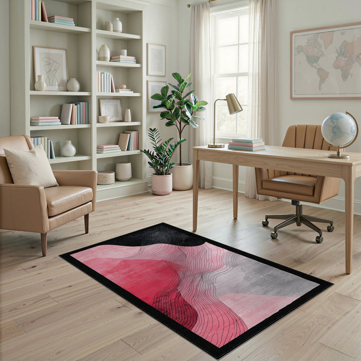 Pink Abstract Wave Area Rug