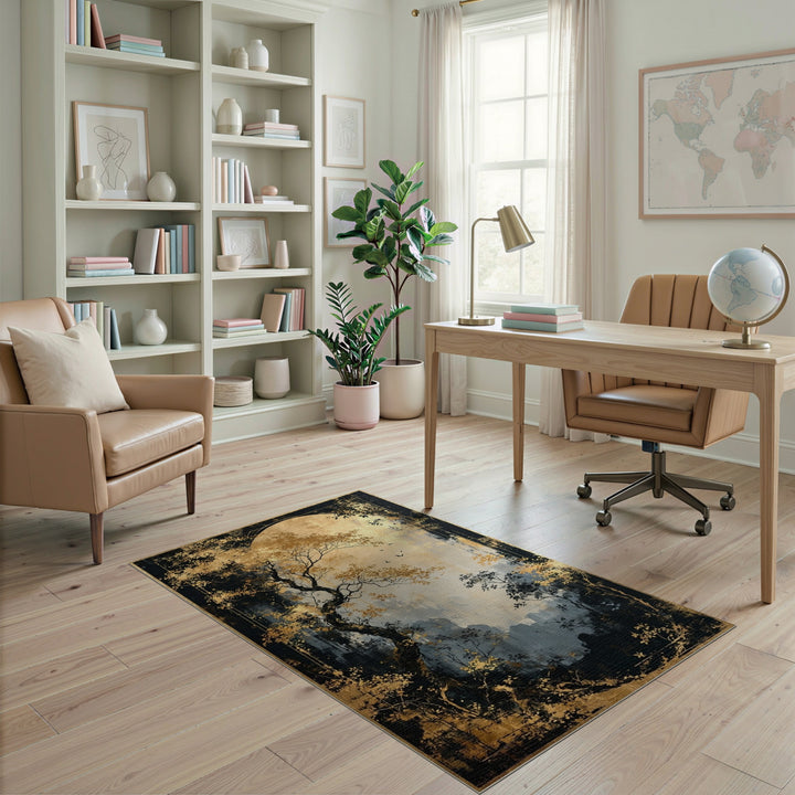 Golden Moonlit Tree Area Rug