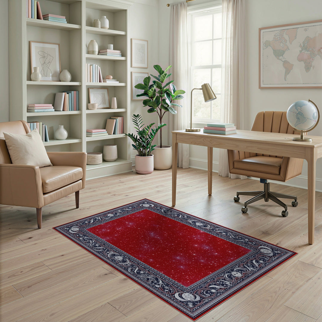 Red Starry Celestial Area Rug
