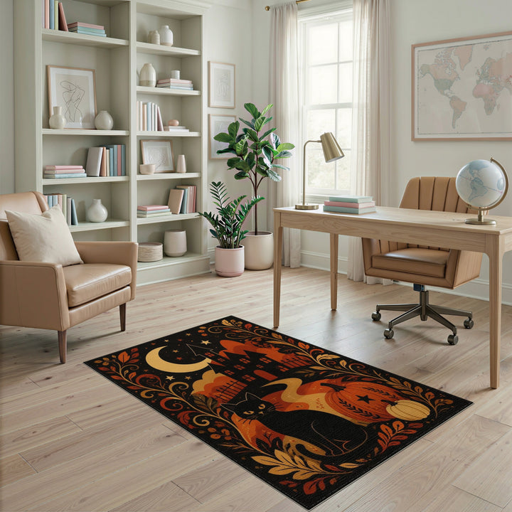 Halloween Black Cat Area Rug