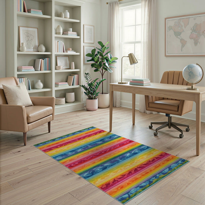 Kids Cartoon Rainbow Dinosaur Kids Area Rug