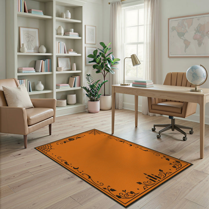 Orange Halloween Pumpkin Kids Area Rug
