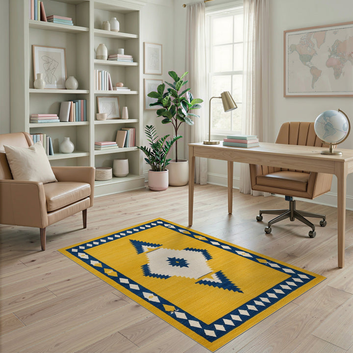 Yellow Southwestern Yellow Southwestern Geometric Area Rug