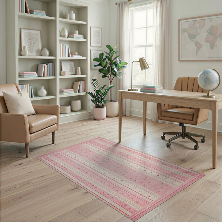 Pink Strawberry Striped Area Rug