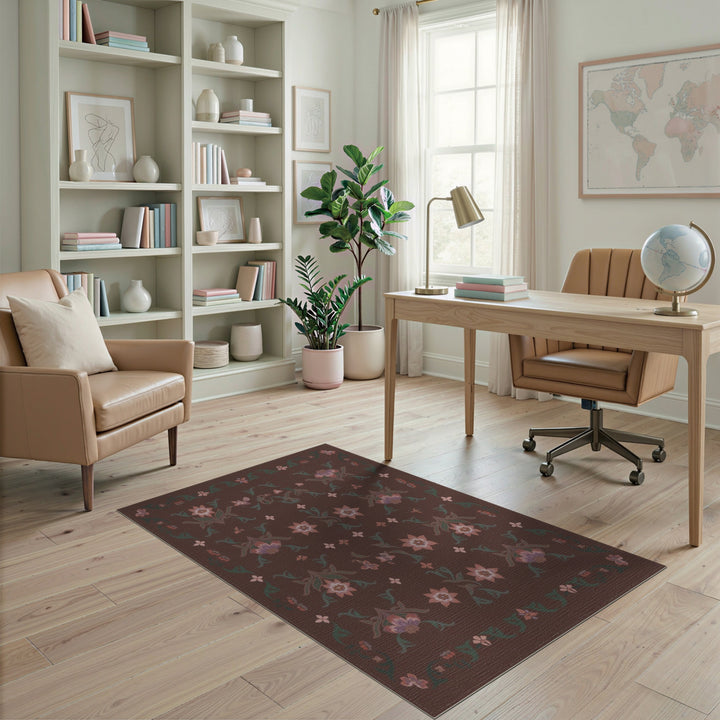Brown Floral Vintage Area Rug