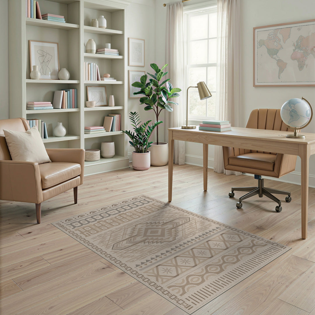 Beige Southwestern Geometric Area Rug