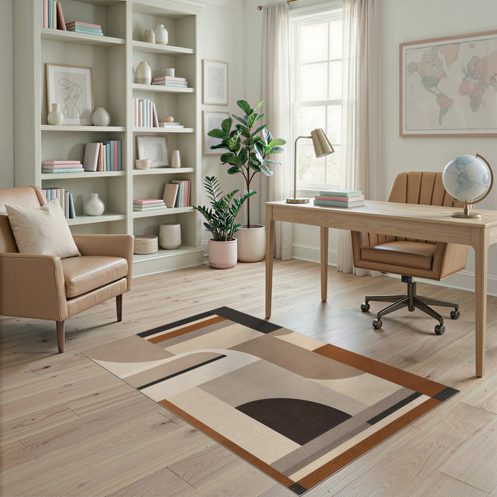 Geometric Modern Beige Tan Area Rug