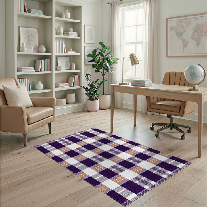 Purple Geometric Modern Purple Plaid Geometric Area Rug