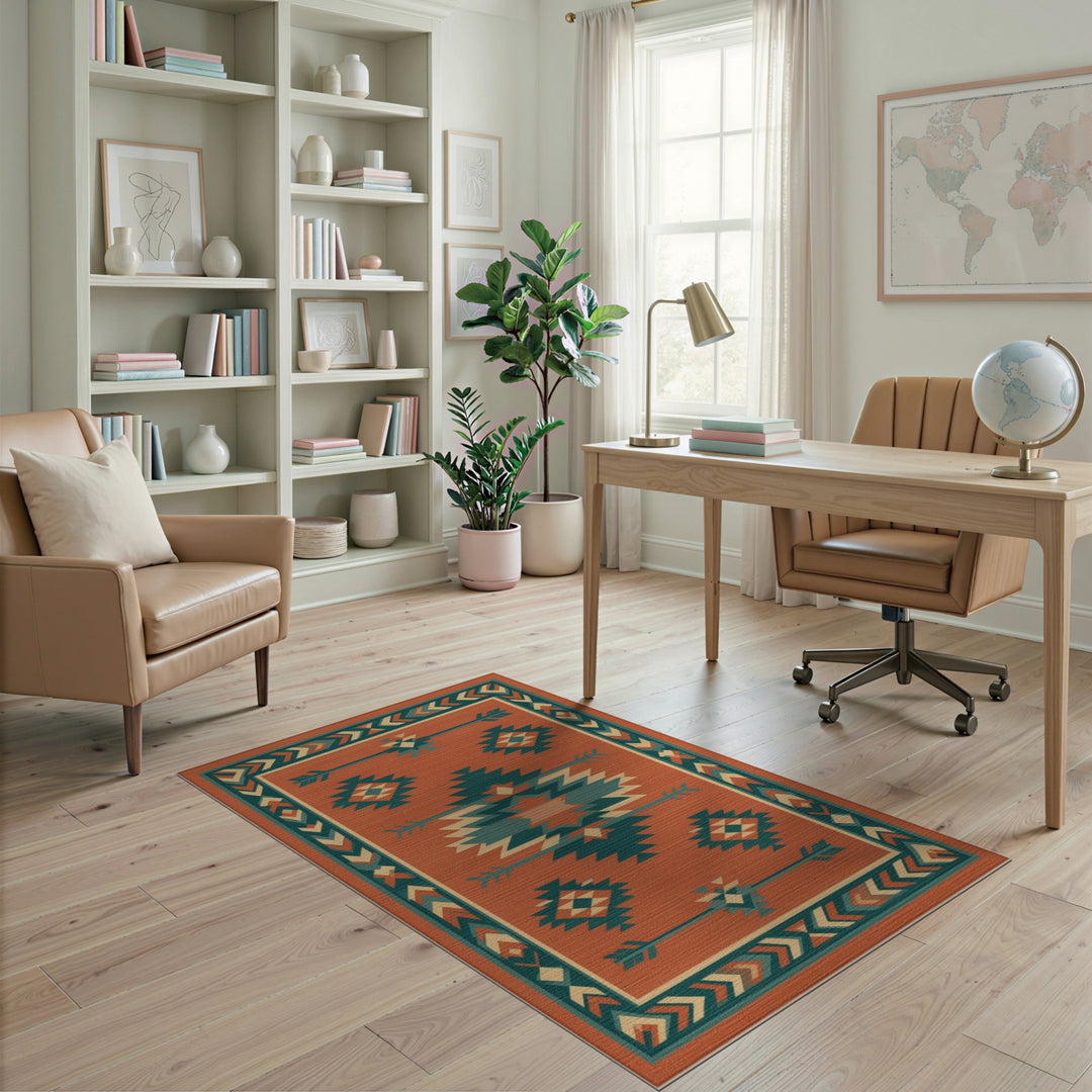 Southwestern Orange Geometric Area Rug