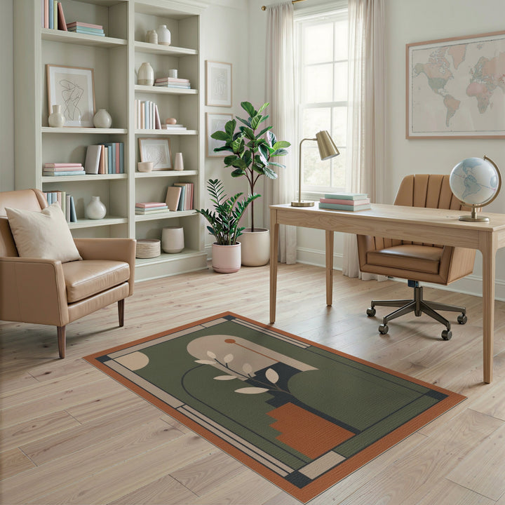 Green Geometric Arch Area Rug