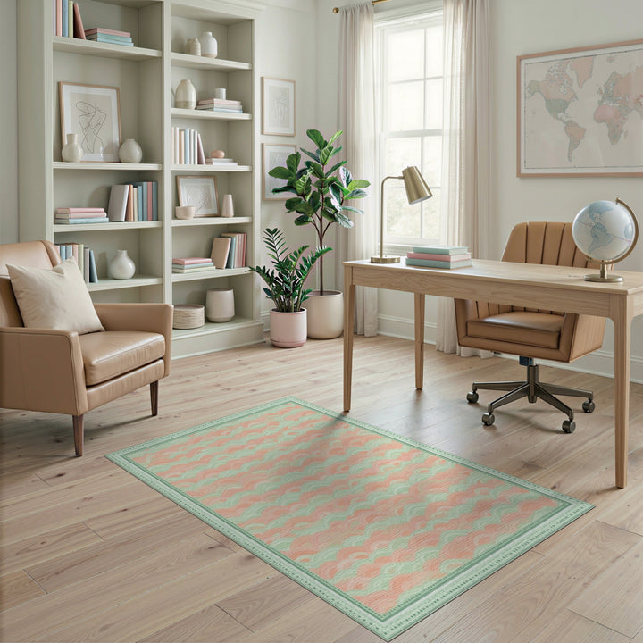 Coral Mint Wave Area Rug