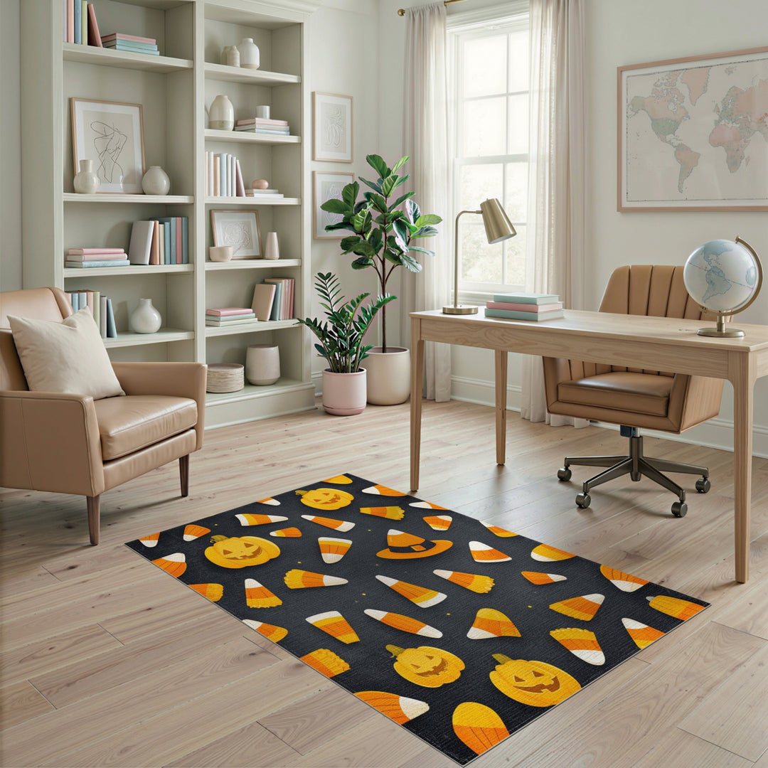 Halloween Pumpkin Candy Corn Kids Area Rug