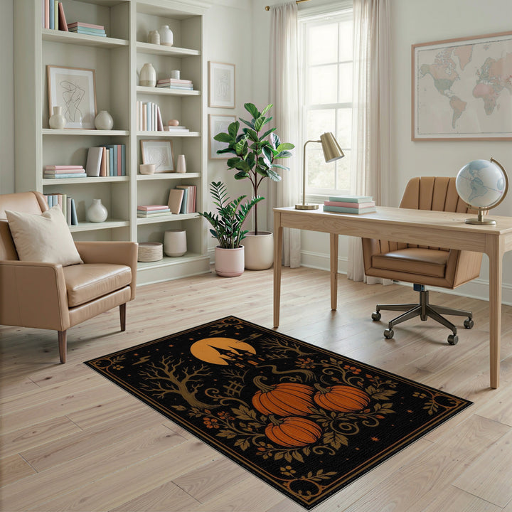 Pumpkin Haunted House Halloween Area Rug