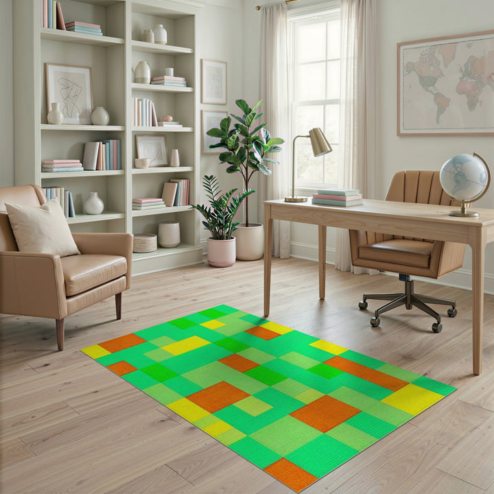 Multi-Color Geometric Green Area Rug