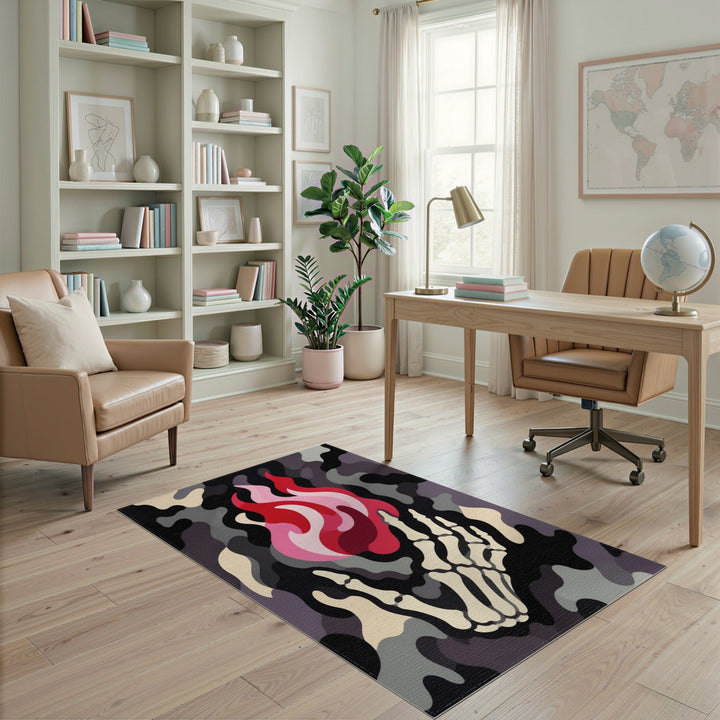 Skeleton Flame Camo Area Rug