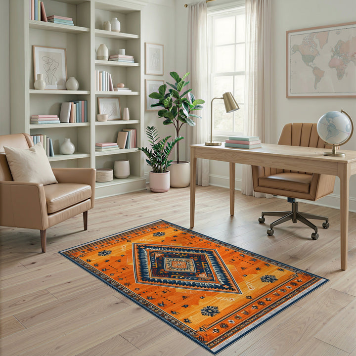 Orange Southwestern Diamond Area Rug