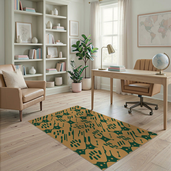 Abstract Green and Tan Area Rug