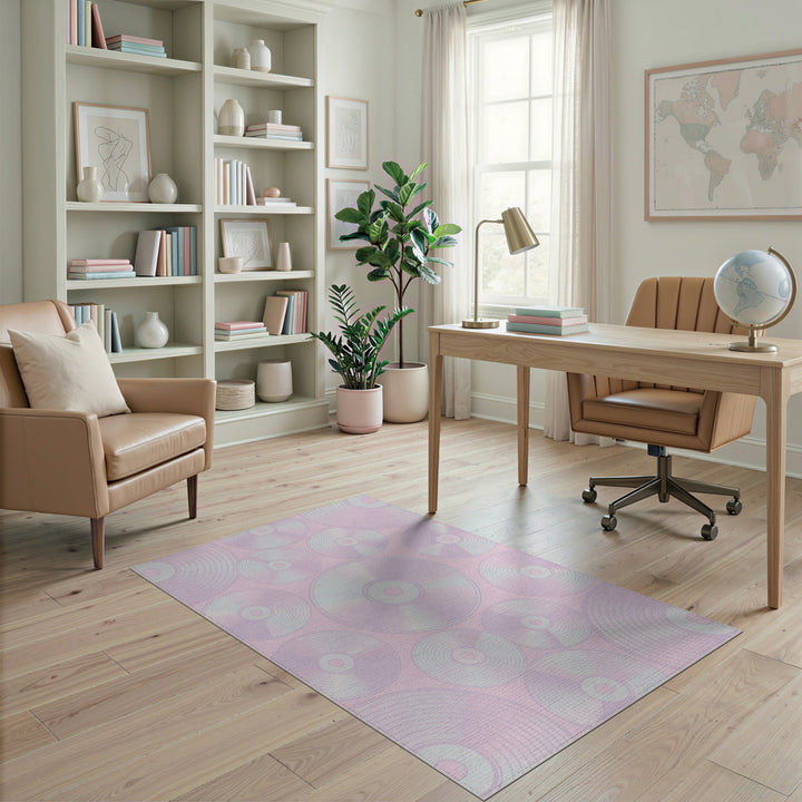 Pink Retro Record Area Rug