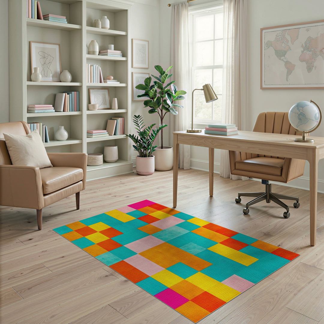 Vibrant Geometric Multi-Color Area Rug