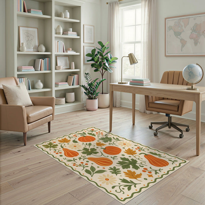 Fruit Pattern Multi-color and Patterns Autumn Pumpkin Harvest Area Rug