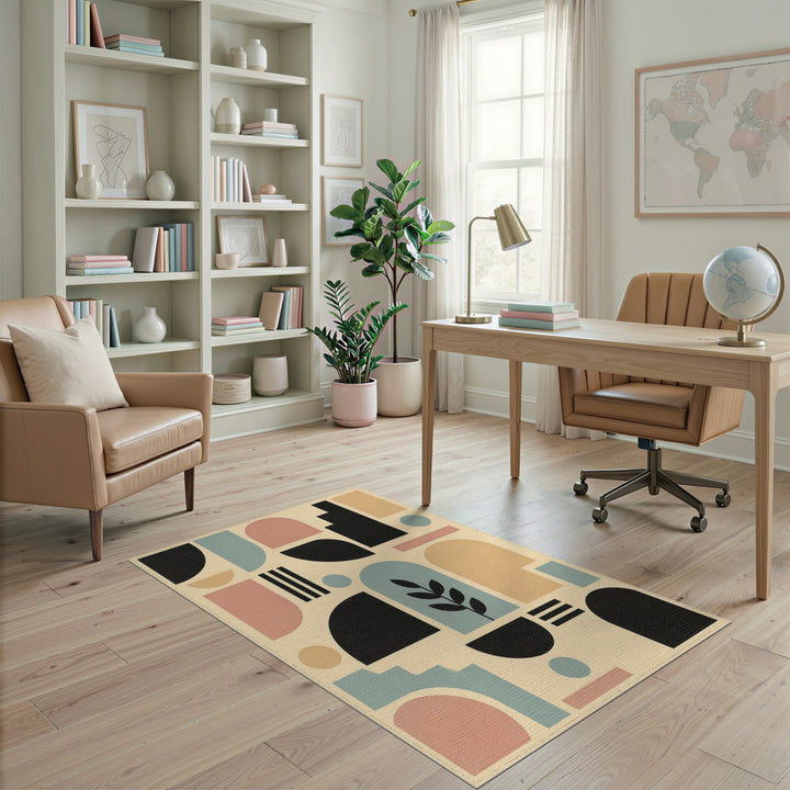 Multi-color and Patterns Modern Geometric Beige Area Rug