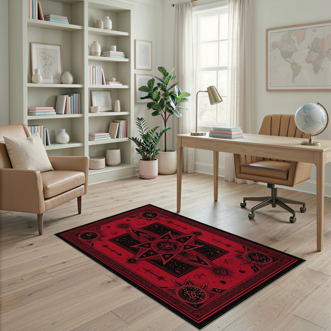 ODIKA Red Mystic Star Area Rug