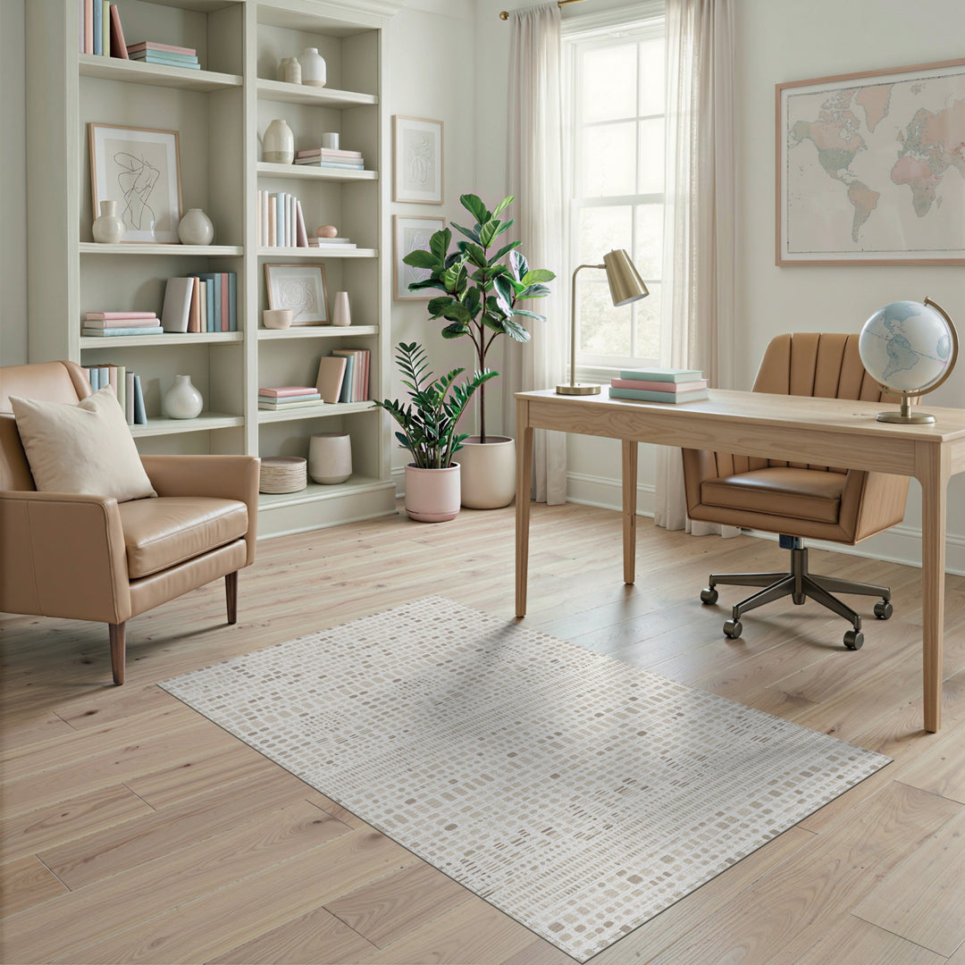 Beige Geometric Dot Area Rug
