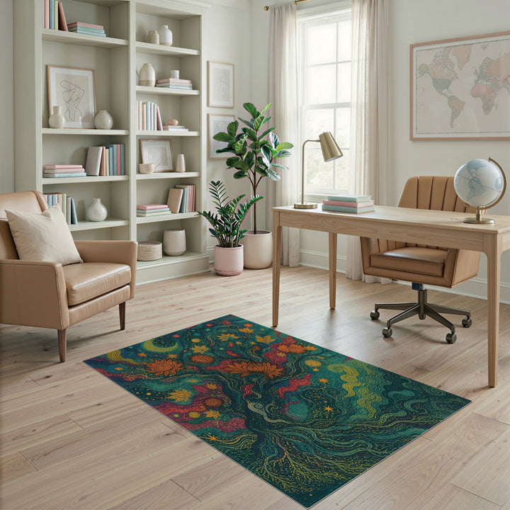 Celestial Floral Swirl Area Rug