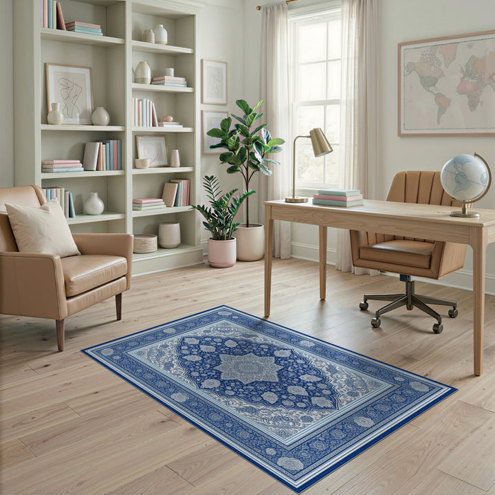 Traditional Persian Medallion Blue Persian Floral Medallion Area Rug