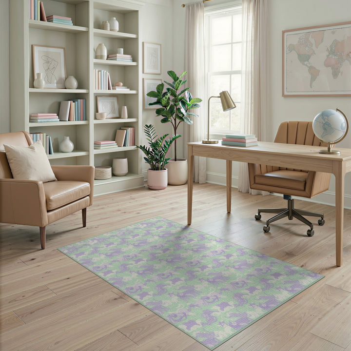 Purple Cartoon Animals Kids Area Rug