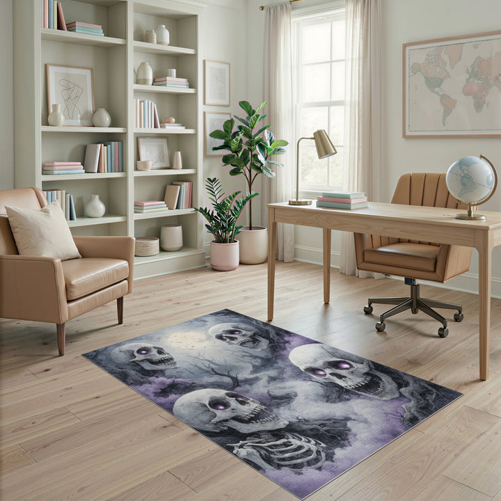 Purple Skull Mist Gothic Area Rug
