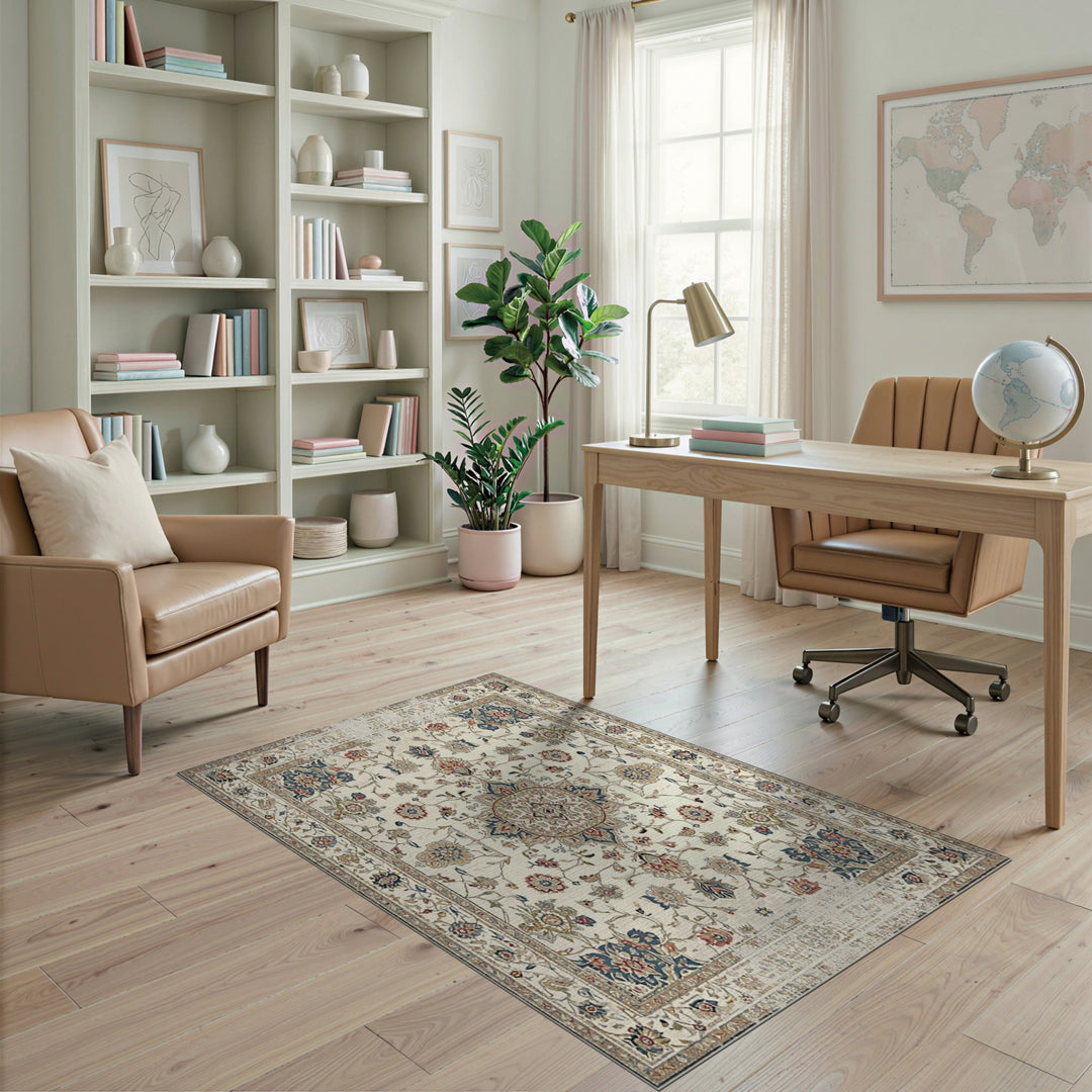 Traditional Persian Beige Floral Area Rug