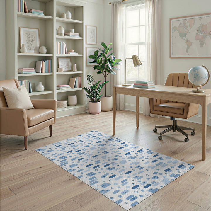 Modern Blue Geometric Blue and Teal Area Rug