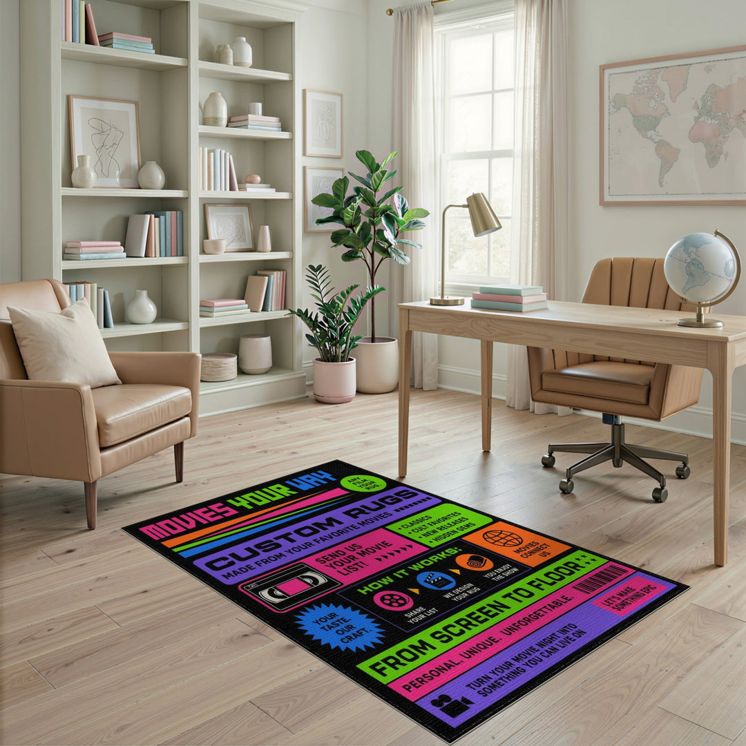 Neon Movie Poster Custom Rug