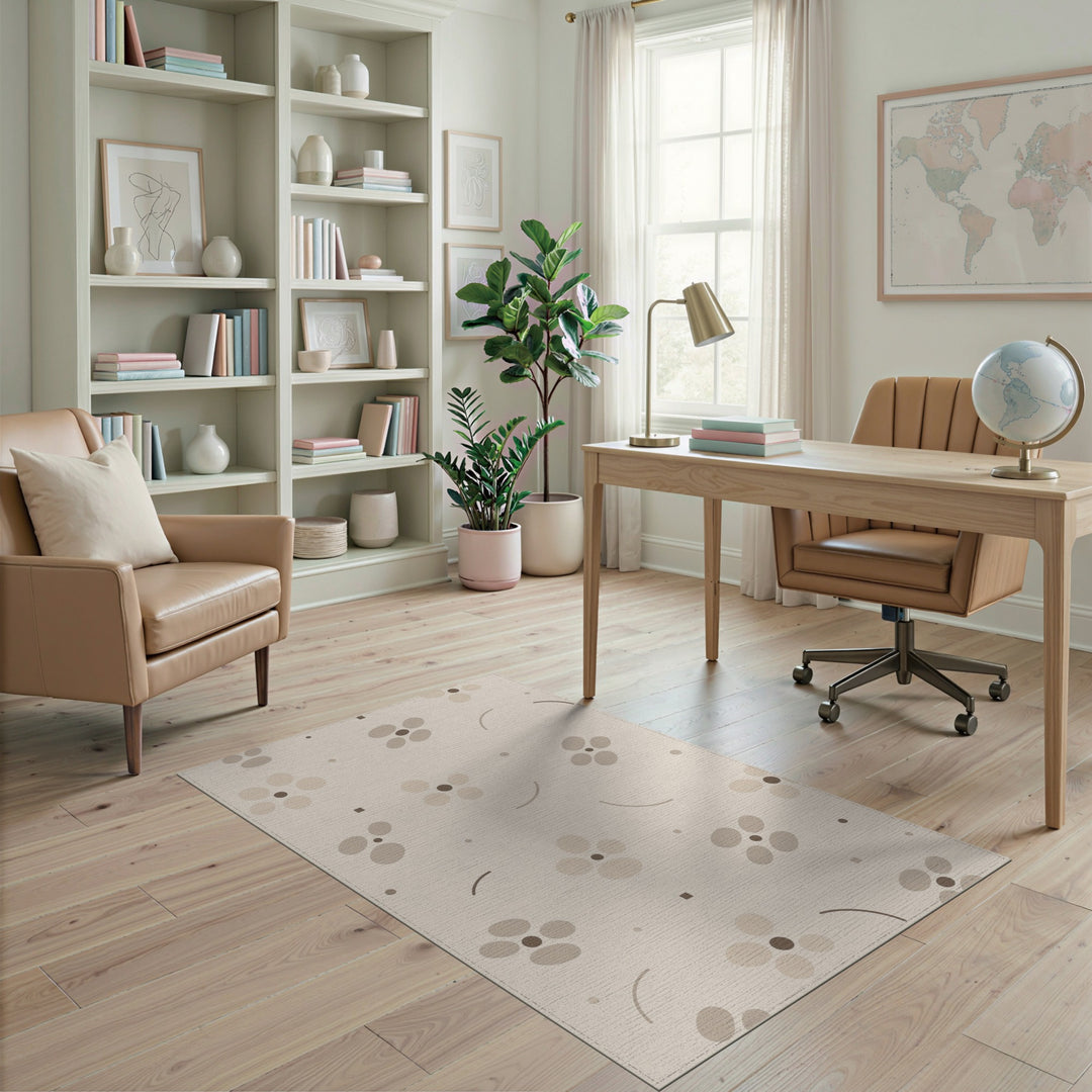 Beige Neutral Abstract Area Rug