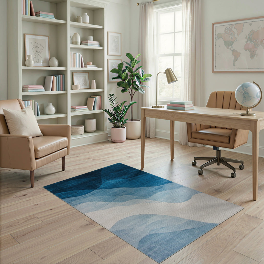Blue Wave Abstract Area Rug
