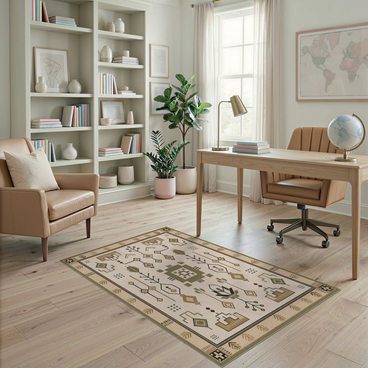 Beige Heritage Tribal Area Rug