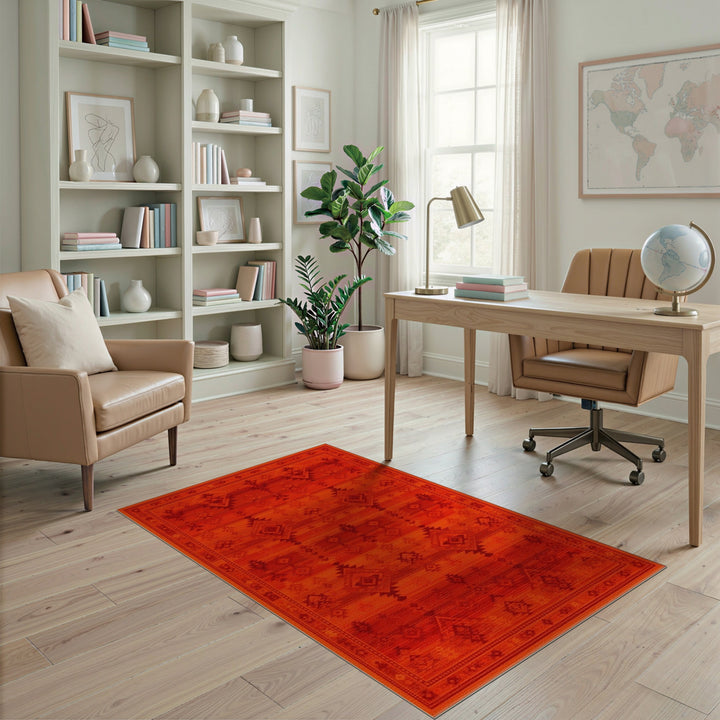 Southwestern Vibrant Red Southwestern Geometric Area Rug