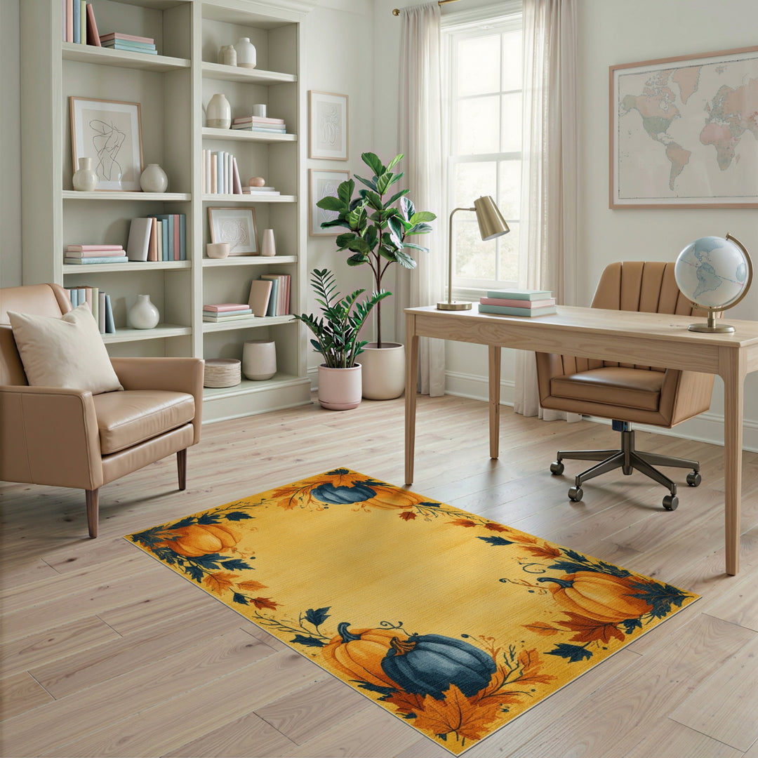 Yellow Pumpkin Harvest Area Rug