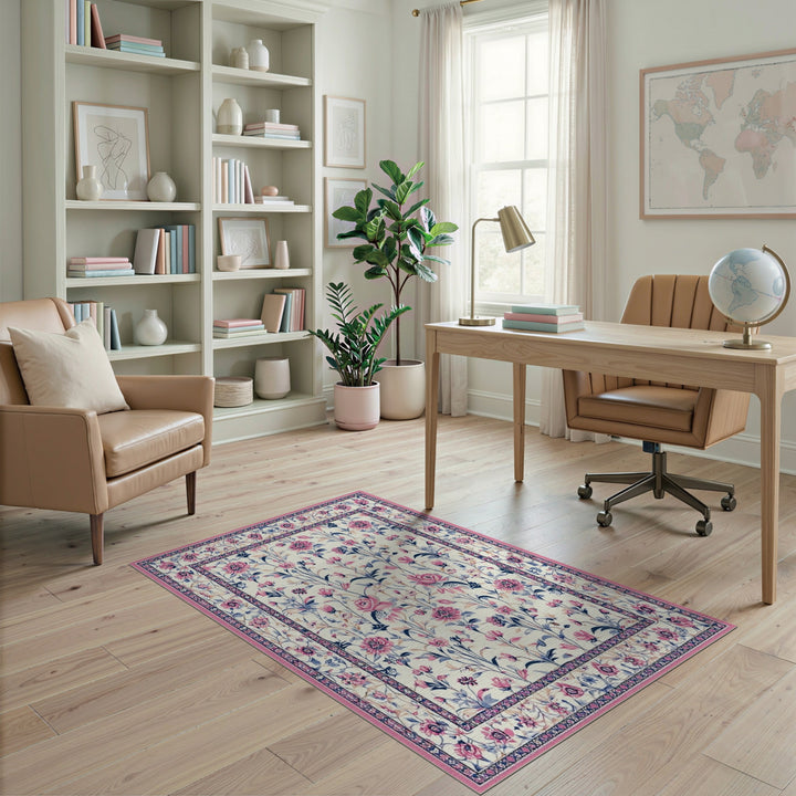 Pink Floral Vintage Area Rug